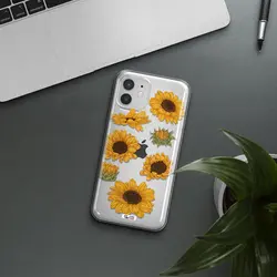 قاب شفاف تی پی یو طرح گل آفتابگردان مناسب برای گوشی Apple iPhone 12 mini