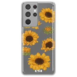 قاب شفاف تی پی یو طرح گل آفتابگردان مناسب برای گوشی Samsung S21 Ultra