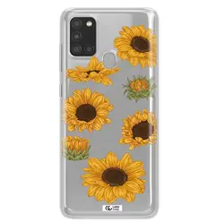 قاب شفاف تی پی یو طرح گل آفتابگردان مناسب برای گوشی Samsung A21S