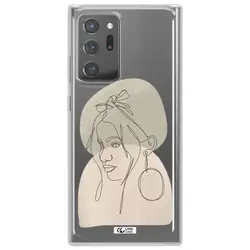 قاب شفاف تی پی یو طرح لاین آرت صورت زنانه مناسب برای گوشی Samsung Note 20 Ultra