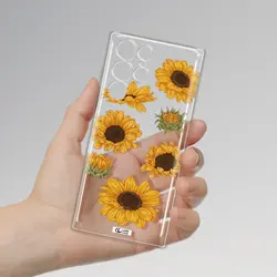 قاب شفاف تی پی یو طرح گل آفتابگردان مناسب برای گوشی Samsung S 22 Ultra