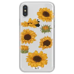 قاب شفاف تی پی یو طرح گل آفتابگردان مناسب برای گوشی Apple iPhone XS