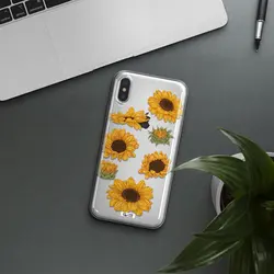 قاب شفاف تی پی یو طرح گل آفتابگردان مناسب برای گوشی Apple iPhone XS