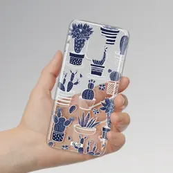 قاب شفاف تی پی یو طرح کاکتوس های آبی مناسب برای گوشی Xiaomi Note 9S