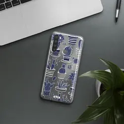 قاب شفاف تی پی یو طرح کاکتوس های آبی مناسب برای گوشی Xiaomi Note 8
