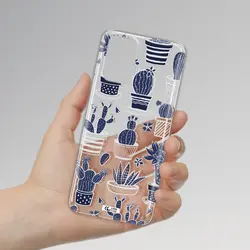 قاب شفاف تی پی یو طرح کاکتوس های آبی مناسب برای گوشی Xiaomi Note 10