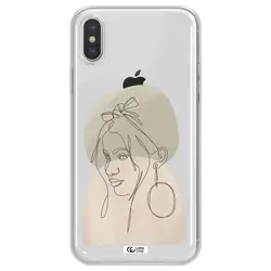 قاب شفاف تی پی یو طرح لاین آرت صورت زنانه مناسب برای گوشی Apple iPhone XS max