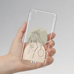 قاب شفاف تی پی یو طرح لاین آرت صورت زنانه مناسب برای گوشی Apple iPhone XS max