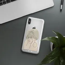 قاب شفاف تی پی یو طرح لاین آرت صورت زنانه مناسب برای گوشی Apple iPhone XS max