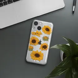 قاب شفاف تی پی یو طرح گل آفتابگردان مناسب برای گوشی Apple iPhone 13
