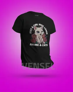 تیشرت دخترونه طرح گربه کد T-292