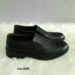 کفش مجلسی اداری مردانه زیره طبی چرم طبیعی مدل هشترک سبک و راحت مشکی 2056