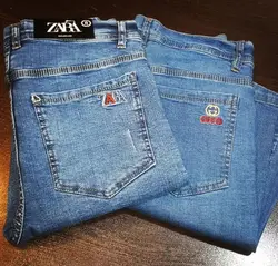 شلوار لی مردانه مدل زارا فوق العاده با کيفيت بالا با ضمانت شست و شو کیفیت رنگ ابی روشن