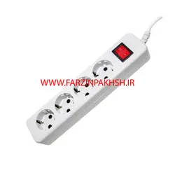 چند راهی برق چهار خانه ارتدار با کلید و کابل 5 پارت الکتریک مدل نیک 295