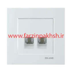 پریز تلفن دو سوکت (چهار خط) توکار دلند مدل آسا