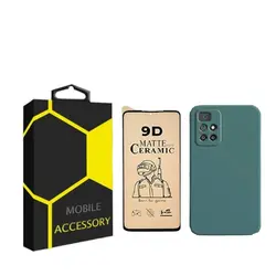 کاور مدل silicon مناسب برای گوشی موبایل شیائومی Redmi Note 11 به همراه محافظ صفحه نمایش