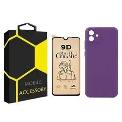 کاور مدل Silicone مناسب برای گوشی موبایل سامسونگ Galaxy A04e به همراه محافظ صفحه نمایش