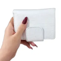 کیف پول چرم زنانه چرم سون مدل Vj120 سفید کروکودیلی - فروشگاه چرم سون