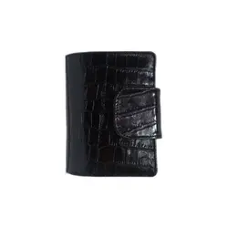 کیف پول چرم زنانه چرم سون مدلv120_k مشکی کروکودیلی - فروشگاه چرم سون