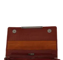 کیف رودوشی چرم زنانه چرم سون مدل Z050 رنگ قرمز کروکودیلی - فروشگاه چرم سون