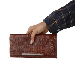 کیف رودوشی چرم زنانه چرم سون مدلZ050 رنگ عسلی کروکودیلی - فروشگاه چرم سون