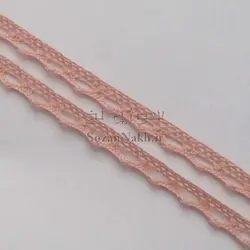 نوار (تور) کتان قلاب بافی یک طرفه گلبهی _ کد11