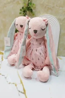 عروسک خرگوش ناز چشم بسته اورجینال ۴۵ سانت