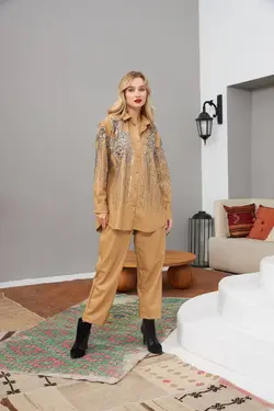 کت چرم ریز پولک برند MIA NOURA