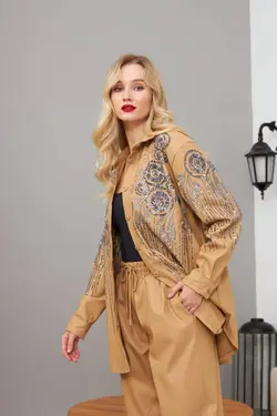 کت چرم ریز پولک برند MIA NOURA