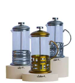 فرنچ‌پرس بدنه استیل و شیشه پیرکس