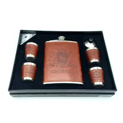 ست قمقمه جیبی چهار شات چرم مدل جورجیا کد 327