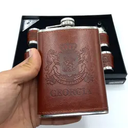 ست قمقمه جیبی چهار شات چرم مدل جورجیا کد 327