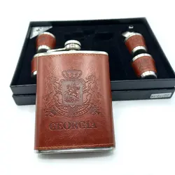 ست قمقمه جیبی چهار شات چرم مدل جورجیا کد 327