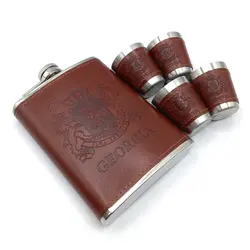 ست قمقمه جیبی چهار شات چرم مدل جورجیا کد 327