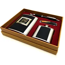 ست قمقمه جیبی چهار تکه قمقمه , خودکار و ناخنگیر کد 218