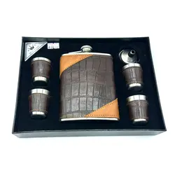 ست قمقمه جیبی چهار شات مدل چرم کد d344