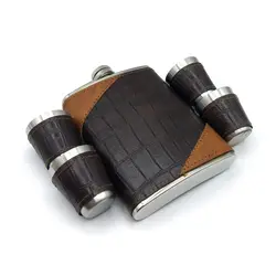 ست قمقمه جیبی چهار شات مدل چرم کد d344