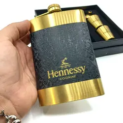 ست قمقمه جیبی 2 شات طلایی آسفالتی هنسی 270cc کدb378