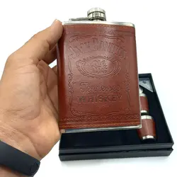 ست قمقمه جیبی 2 شات چرم مدل جک دنیلز کد b376