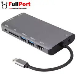 هاب 8 خروجی با اتصال Type-C برند K-NET مدل K-MFCMS908 S9