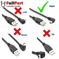 کابل USB Mini 5Pin با سوکت 90 درجه طول 20 سانتیمتری