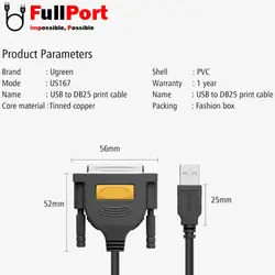 مبدل USB2.0 به Parallel DB25 یوگرین مدل US167-20224