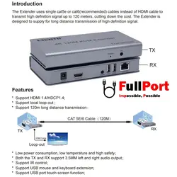 توسعه دهنده HDMI روی کابل شبکه 120 متر کی نت مدل K-EXKHD120