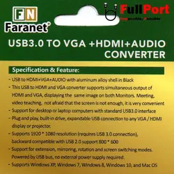 مبدل USB3.0 به VGA+HDMI فرانت مدل FN-U3DVH