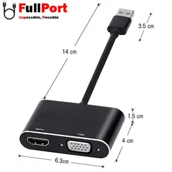 مبدل USB3.0 به VGA+HDMI کی نت مدل K-COUA30HV