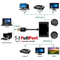 مبدل USB3.0 به VGA+HDMI کی نت مدل K-COUA30HV