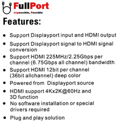 کابل Display به HDMI 4K@60Hz بافو مدل BF-2662C طول 2 متر