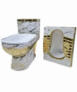 ست توالت فرنگی و ایرانی سفید طلایی کد118