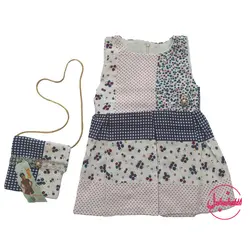 سارافون دخترانه گلدار به همراه کیف دستی | کد 203 - فروشگاه اینترنتی سنبل کالا