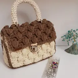 کیف دستی تریکو مدل فندقی | کد 76 - فروشگاه اینترنتی سنبل کالا